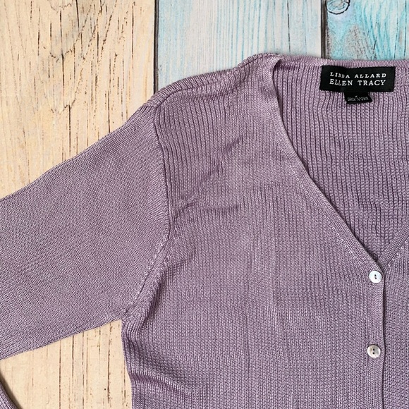 Linda Allard Ellen Tracy 100% viscose v neck button down cardiga - Picture 4 of 8